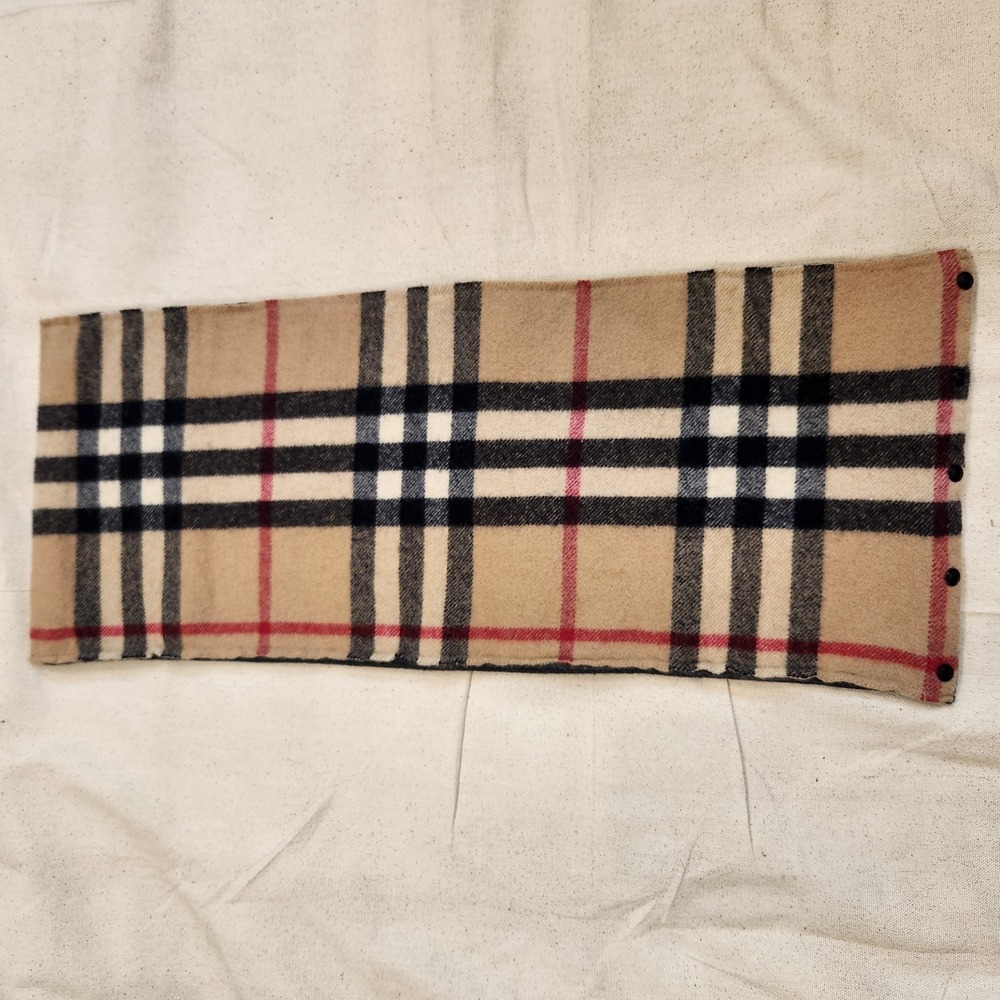 Burberry Vintage Check Cashmere / Wool Snood Neck Warmer Scarf Snap Button Wrap - Picture 2 of 5
